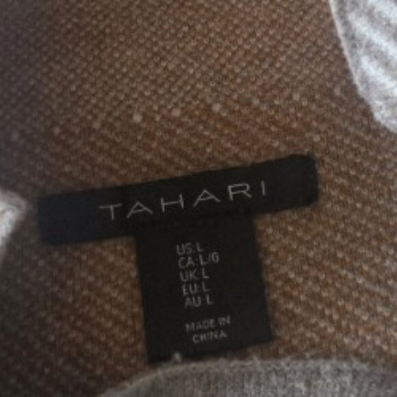 Tahari Mock Neck Plaid Sweater Neutral Colors Large - Picture 4 of 4